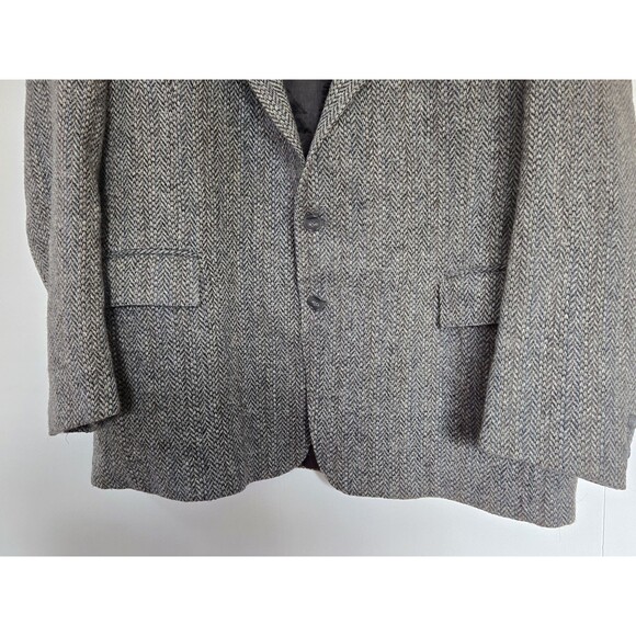 Vintage Levis Blazer Mens 100% Wool Suit Grey Jacket 50L Tweed Herringbone USA - Picture 3 of 10